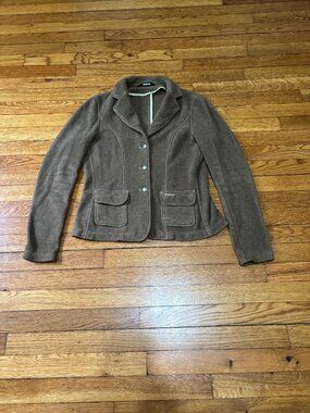 Pikeur Women’s Medium Brown Fleece Jacket w/ Pockets Soft Button Up Equestrian